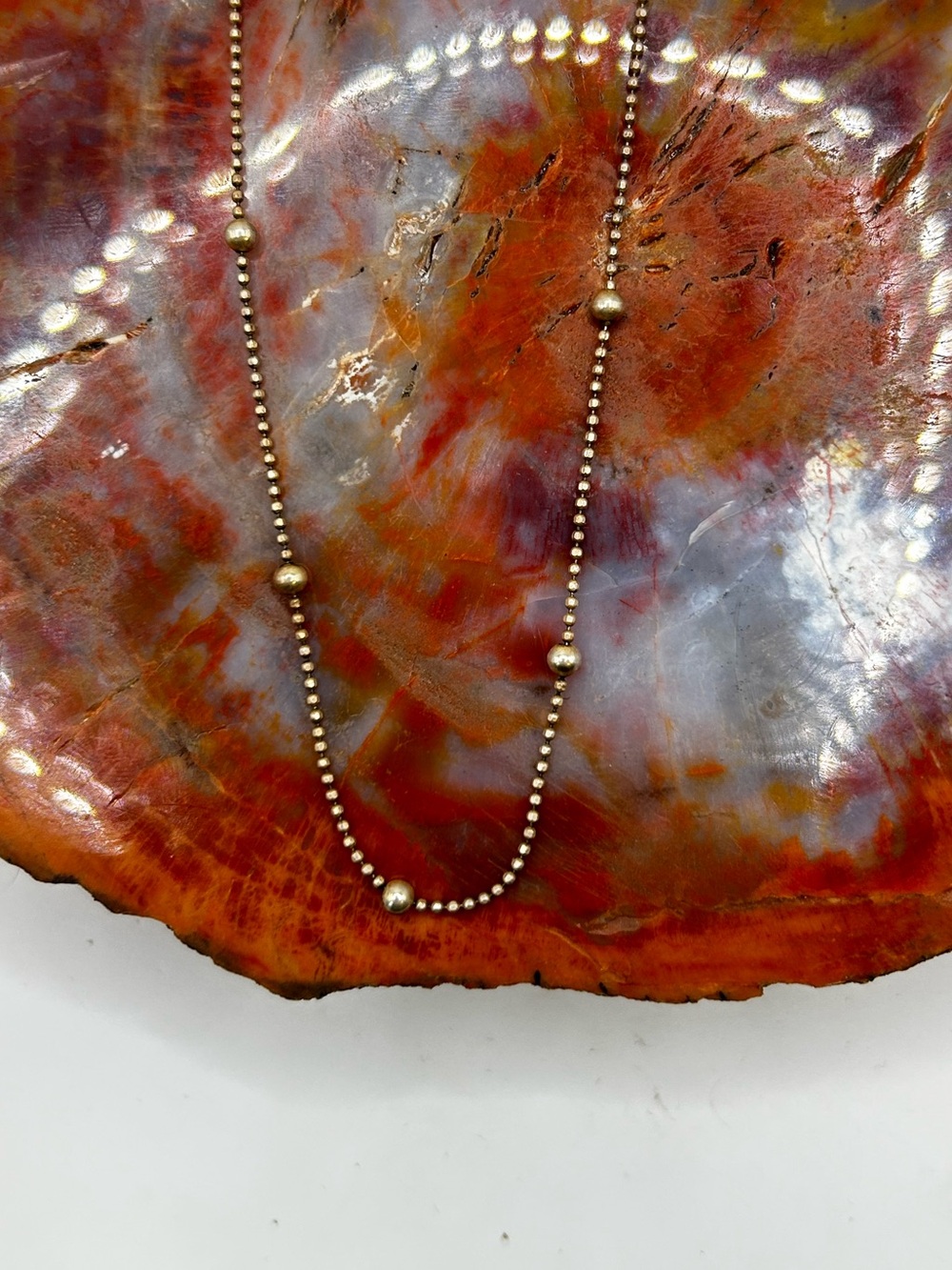 Very thin sterling silver beaded ball chain - 18 inches, vintage piece